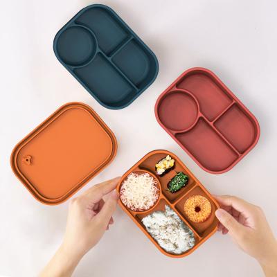 China Freshness Preservation Four Compartments Food Grade Bento Lunch Box Microwaved Food Storage Container Kids Silicone Lunch Box for sale