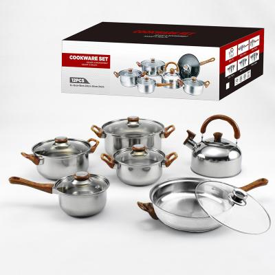 China Sustainable Cheap price Non stick 12 pieces cooking pot set multi-function non stick stainless steel cookware set for sale