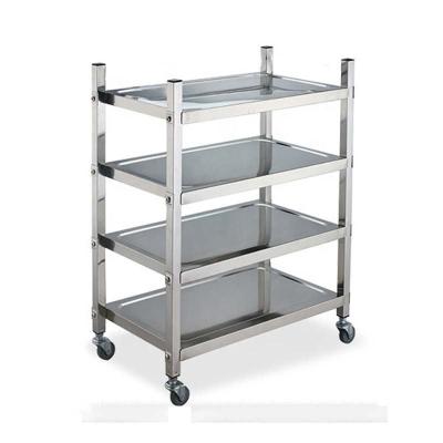 China Kitchen Manufacturers Large Size 4 Tiers Serving Trolley Stainless Steel 201 304 Multiple Dining Trolley Cart For Restaurant for sale