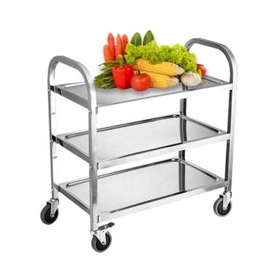 China Kitchen Best-selling Stainless Steel Trolley 2/3/4 Tiers Detachable Shelves Mobile Delivery Dining Trolleys for sale