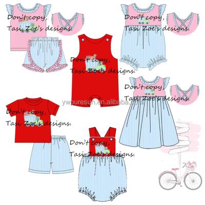 China Breathable New Coming Back To School Applique Cotton Clothing Summer Boutique Kids Clothing Sibling Sets for sale