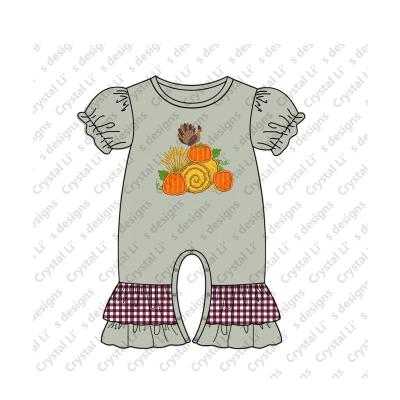 China Newest Design Causal Kids Clothes Baby Thanks Giving Romper Faux Shirt Applique Kids Baby Fall Clothes for sale