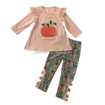 China Baby Boutique Toddler Girls Halloween Pumpkin Dress Casual High Quality Kids Dress Sets for sale