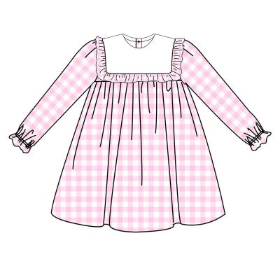 China Breathable Plaid Pinafore Style Kids Western Clothing Pink Dress For Little Girl for sale