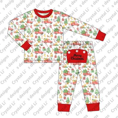 China New Design Boy Christmas Toddler Breathable Pajamas and Girls Christmas Ruffle Clothes Family Matching Pajamas for sale