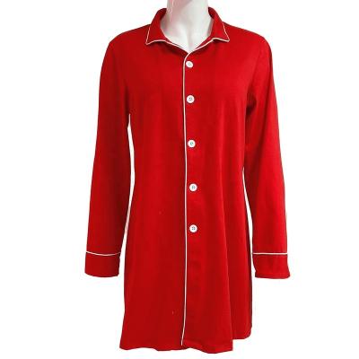 China Thermal High Quality Women Piping Pajamas Ladies Night Wear Dress Fashion 100%cotton Women's Nightgown for sale