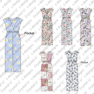 China 2020 summers QUICK DRY sexy v-neck short sleeve plus size long one-piece jumpsuit overalls for women for sale