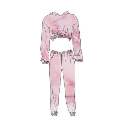 China 2020 new design women's cotton dye tie lady tracksuit upper suit anti-pilling sportswear wear equipment tracksuit tracksuit top for sale