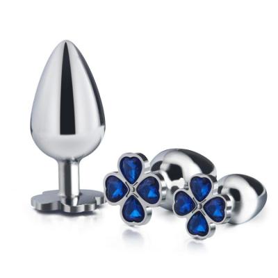 China High Quality 3pc Sex Tools in One Set Metal Stainless Steel Plug Crystal Butt Plug Adult Anal Sex Toys for Men and Women for sale