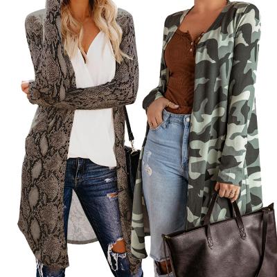 China Autumn Fashion Women's Long Sleeve Leopard Print Cardigan Anti-pilling Cardigan Female Casual Knitted Long for sale