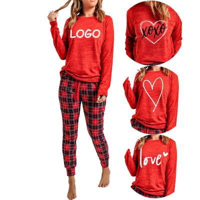 China Breathable 2022 Valentines Day Women Clothes Nightgowns T-Shirt Sweat Shorts Set 2 Piece Pajama Shorts Set Comfortable Lounge Wear for sale