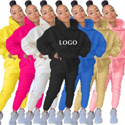 China Newest Design Solid Colors Breathable Long Sheath Thick Joggers Women Sweatsuit Pants Two Piece Set for sale