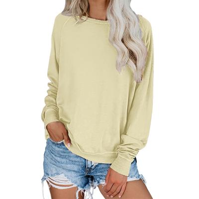 China High Quality Autumn 2021 Anti Shrink Sweater Tops For Women Long Sheath Simple Crew Neck Women Sweatshirts for sale