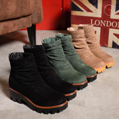 China New Fashion Breathable Outsole Suede Zipper Canvas Ankle Women Wellies for sale