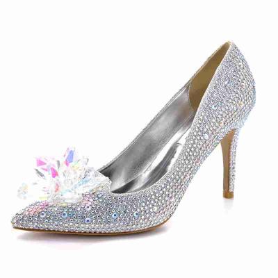 China Height increasing 2020New fashion fit to wedding use with diamonds and Crystal Flower Sandals Ladies Heels For heel shoes color 2019 winter for sale