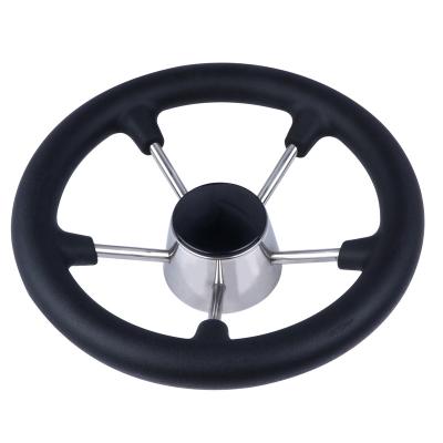 China Marine Hardware Boat Yacht Accessories Manufacturer Directly Sale Boat Steering Wheel Navy 5 Spoke Destroyer With Black Foam Handle for sale