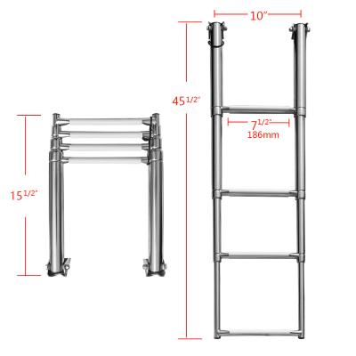 China Wholesale Stainless Steel 4 Step Boat Ladder Folding Swim Drop Telescoping Ladder Marine Hardware Boat Yacht Accessories For Pontoon Boat for sale