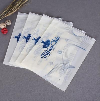 China Recyclable Custom Frosted Zipper Bags CPE Zip Lock Plastic Clothing Packaging Bags Printed Logo for sale