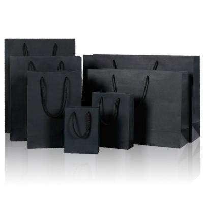 China Factory Supply Disposable Custom Brand Shopping Bag Black Paper Shopping Bags for sale