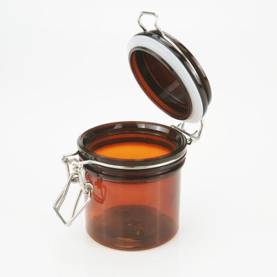 China 250ml food fermentation block amber plastic honey cookie coffee candy spice kilner jar with gasket bullet wire clamp for sale