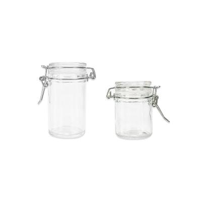 China Air Tight Food 100ml 200ml Straight Glass Jar Clip Top Lid for sale