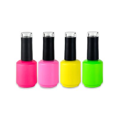 China 5ml 8ml 10ml 15ml Cosmetic Custom Printed Nail Polish Bottle Plating Thick Bottom Pink Nail Glass Bottle With Brush Cap for sale