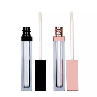 China Cosmetic Plating Pink Lip Balm Tubes With Wand Brush 5ml 10ml 15ml Square Lip Gloss Tubes for sale