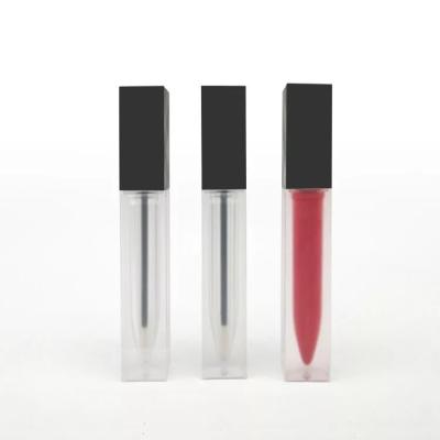 China Cosmetic 1.5ml 6.5ml 3ml 6ml 7ml gradient frosted matte black lip gloss tubes with magic wands logo for sale