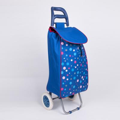 China Collapsible Wheeled Cart Folding Grocery Shopping Bag Market Cart With Oxford Cloth Light Weight For Groceries for sale