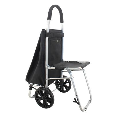 China High Quality Portable Folding Folding Aluminum Shopping Trolley With Seat for sale