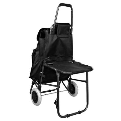 China Folding Foldable Shopping Trolley Cooler Bag With Folding Seat Chair for sale