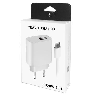 China palladium 20W charging products custom multifunction qc3.0 20w wall fast adapter with 1M usb C cable palladium charger kit in paper box for iPhone for sale