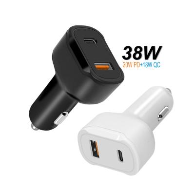 China Palladium 20W + QC 18W good price uab wholesale high quality palladium type c 20W + QC 18W fast charging 38W fast charging car charger for iPhone mobile phone for sale