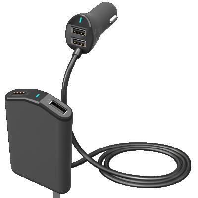 China Hot Selling Universal 4 USB Left Front Backseat Car Charger with 1.2M Cable 9.6A Celulares Cargadores for sale