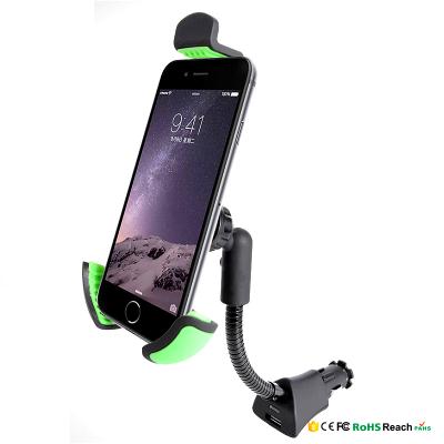 China USB 5V/1.5A USB Gooseneck Silicon Car Phone Holder 360 Degree Rotation Top Universal Car Charger Phone Holder for sale