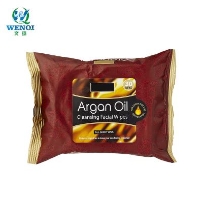 China Argan Oil Cleansing Facial Wipes Fresh and pH Neutral Menthol Replenisher 30 Cloths for sale