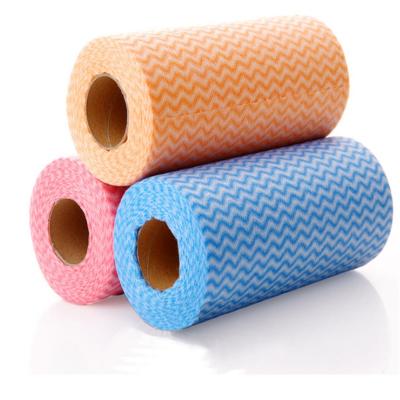 China Multi Sustainable Purposes Household Wood Pulp Polyester Nonwoven Rag Roll for sale