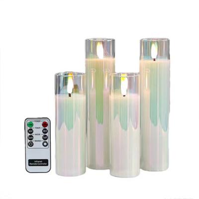 China Modern romantic elegance glass long led candle for wedding anniversary home decoration for sale