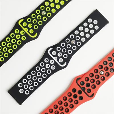 China Universal Silicone Strap Suitable For Samsung Huawei Watch Two Color Sports To Watch With Ear 20/22mm Raw Silicone Strap for sale