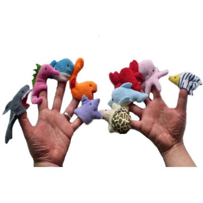 China 10pcs Cute Animal Doll Toddlers Baby Story Time Stuffed Soft Plush Marine Animal Style Educational Cartoon Sea Animal Finger Puppet Set for sale