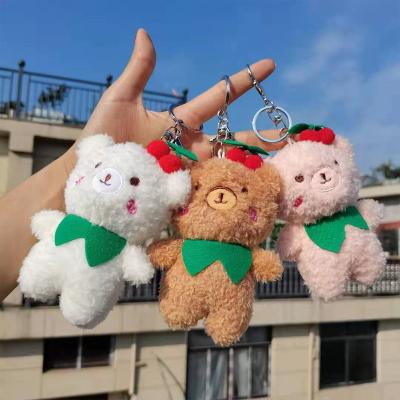 China Cute Decoration Gift 11cm Bag Ornaments Plush Keychain Bunny Rabbit Pendant Stuffed Toy Teddy Bear Key Chain for sale