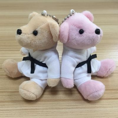 China Decoration Gift 9cm Mini Bag Ornaments Support Plush Sound Doll Judo Karate Teddy Bear Pendant Key Chain for sale