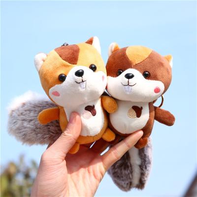 China Bag Decoration Gift 11cm Mini Bag Ornaments Plush Keychain Animal Squirrel Stuffed Key Chain for sale