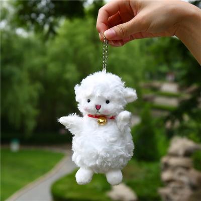 China 15cm Mini Bag Decoration Gift Handmade Sheep Plush Animal Keychain Stuffed Key Chain With Small Bell for sale