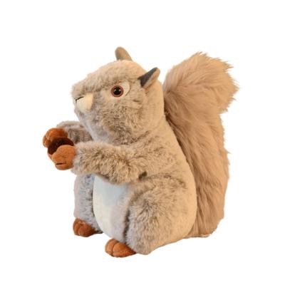 China Sound Doll By Home Decoration 18cm World Gray Brown Registeel Plush Wild Squirrel Toys For Kids Gift for sale