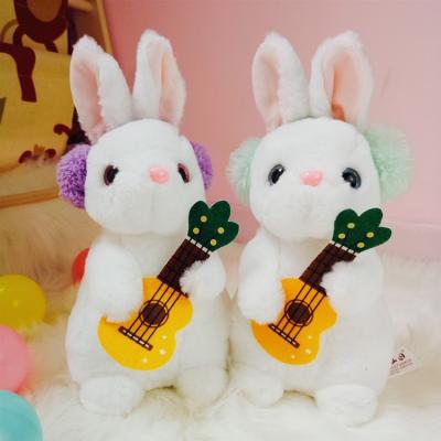 China New Arrival Cute Music Animal Doll Rabbit With Guitar Cute Toy Bunny Easter Rabbit Plush Long Ear Stuffed Rabbit for sale