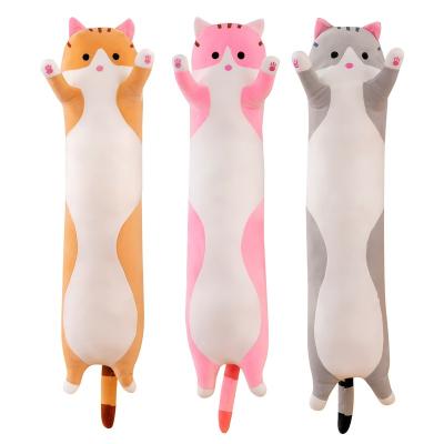 China Cute Animal Doll Cartoon Stuffed Cuddly Soft Toy Sleeping Hugging Long Kitten Body Pillow Doll Cat Cushion Toy for Kids Friend 90cm for sale