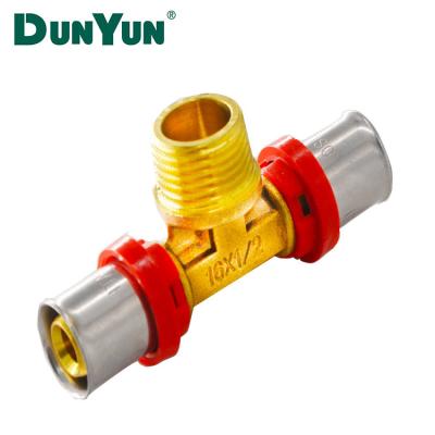 China Pex al pex pipe; high quality forged brass pex pipe tee press fittings for Pex-Al-Pex pipe for sale