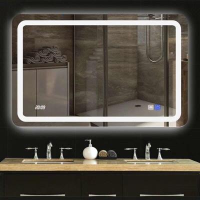 China 5 Star Hotel Bathroom Mirror Magnifying Radio Wall Mounted Smart Mirrors With Clock Display for sale