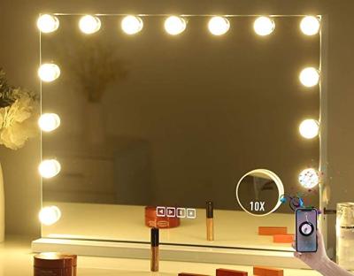 China Square Shape Lighted And Framed Aluminum Material Hollywood Makeup Barber Shop Mirrors With Bulbs for sale